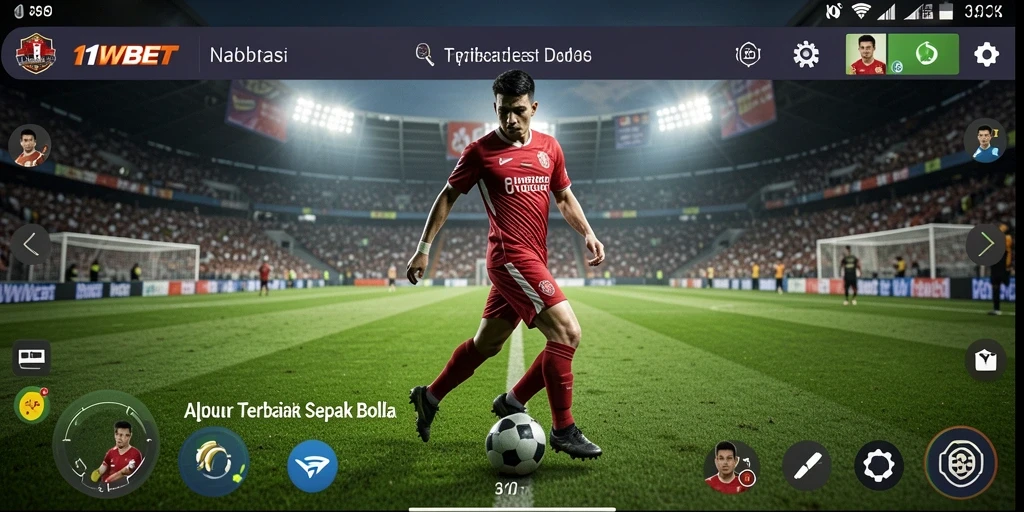 Screenshot gameplay 11WBET yang menunjukkan aksi pertandingan sepak bola.