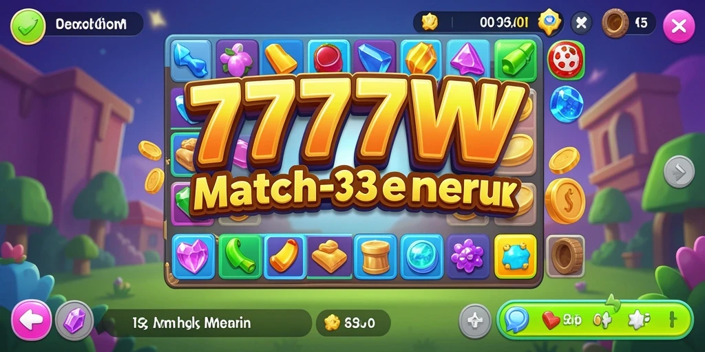 Gameplay seru 7777W dengan tantangan Match-3 yang menarik.