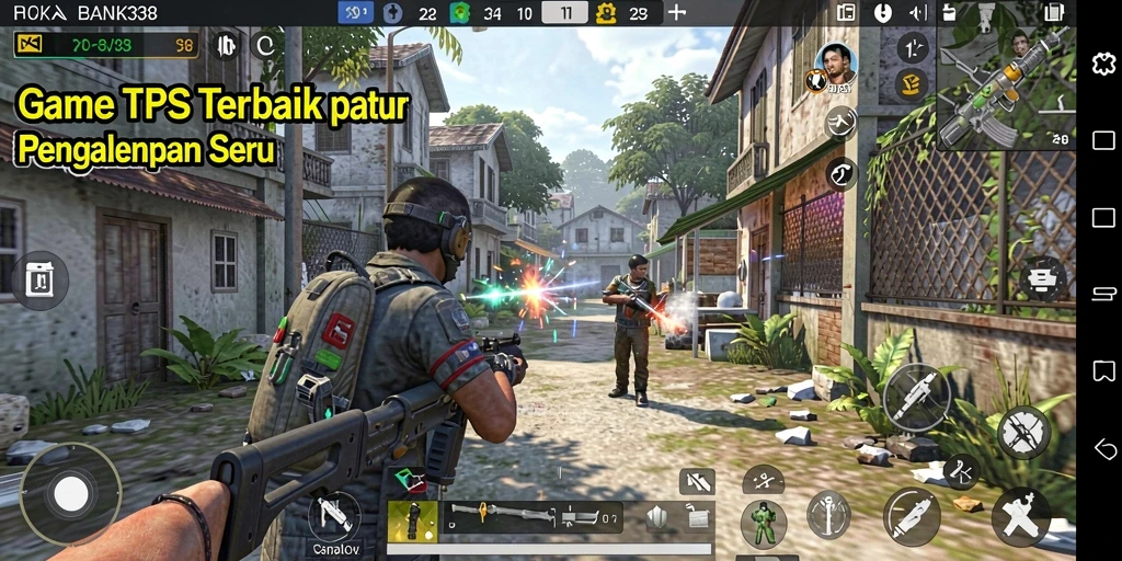 Screenshot gameplay BANK338 yang menunjukkan aksi seru dalam pertempuran TPS.