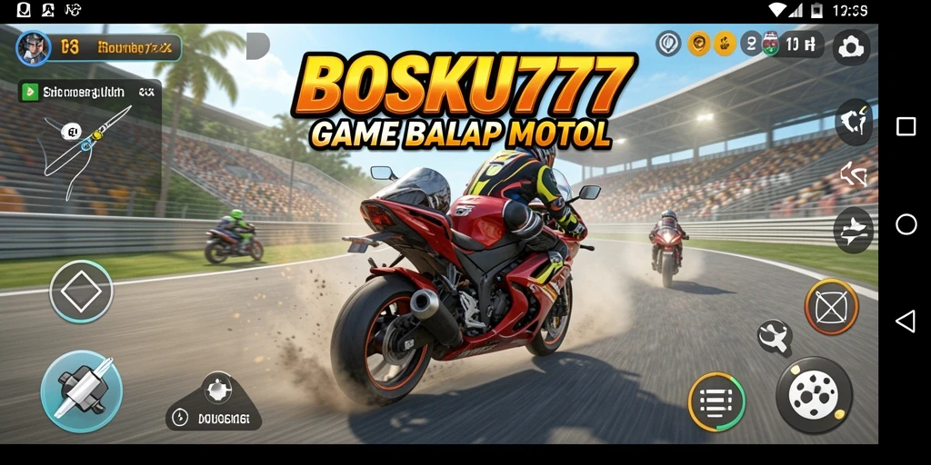 Tampilan gameplay <strong>BOSKU777</strong> yang menegangkan dan mendebarkan saat balapan.