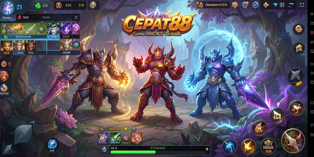 Screenshot gameplay CEPAT88 menampilkan aksi pertempuran seru di dunia MMORPG.