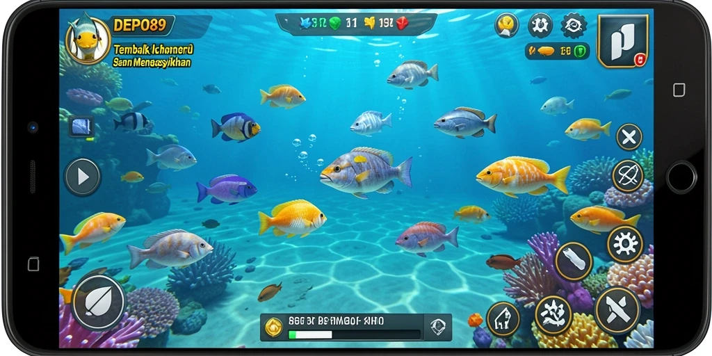 Tampilan gameplay seru dari DEPO89 yang penuh ikan.