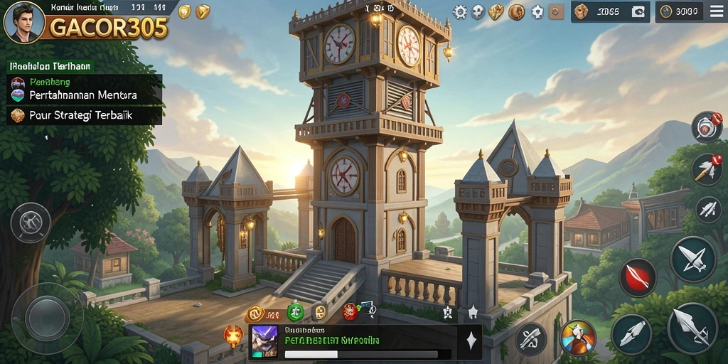 Screenshot utama GACOR305 menampilkan aksi seru dalam gameplay Tower Defense.