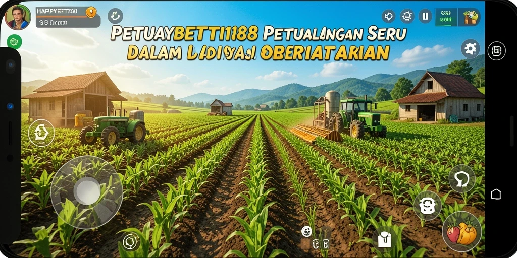 Gameplay <strong>HAPPYBET188</strong> menunjukkan aktivitas bertani yang seru dan interaktif.
