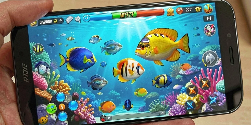Tampilan gameplay seru dari HP777 saat menembak ikan.