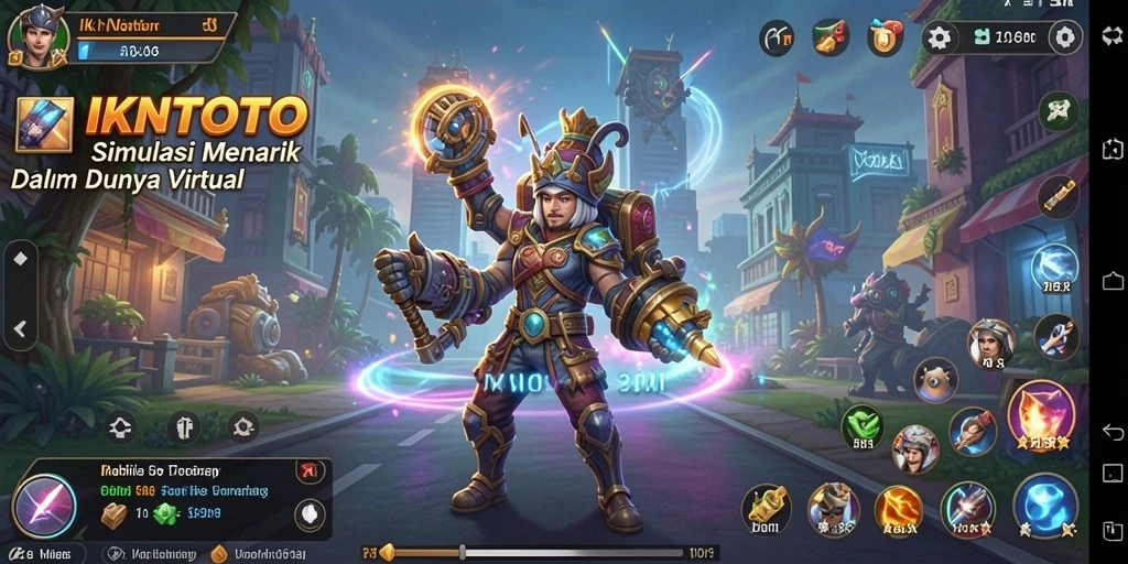 Tampilan gameplay yang dinamis dalam IKNTOTO, penuh dengan aktivitas simulator.