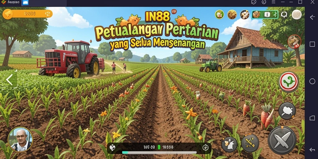 Tangkapan layar gameplay IN88 dengan aktivitas pertanian yang seru.