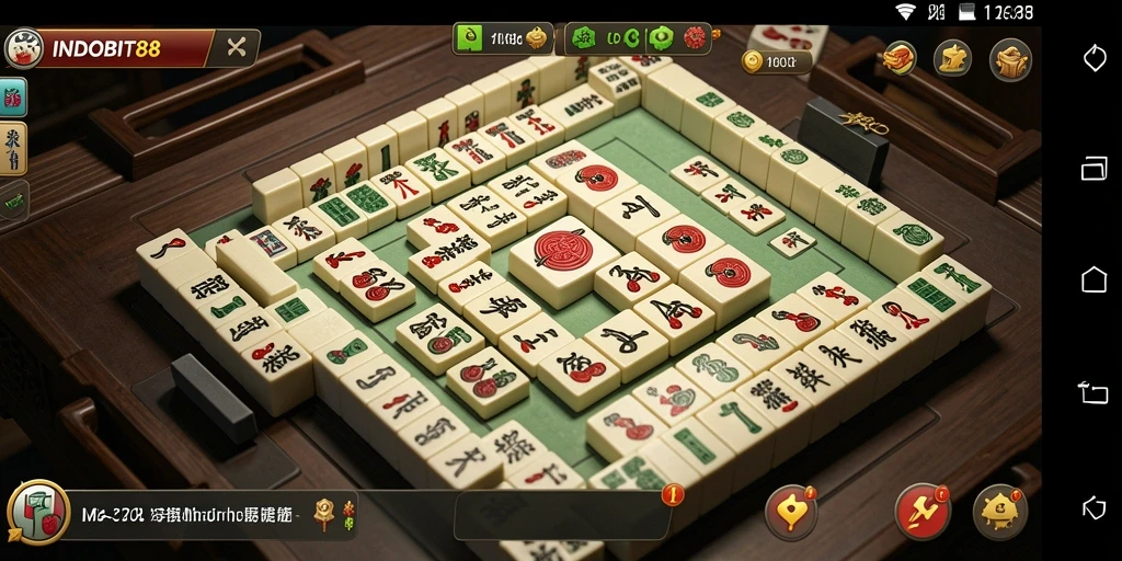 Tampilan gameplay INDOBIT88 yang menarik dengan suasana Mahjong yang seru.