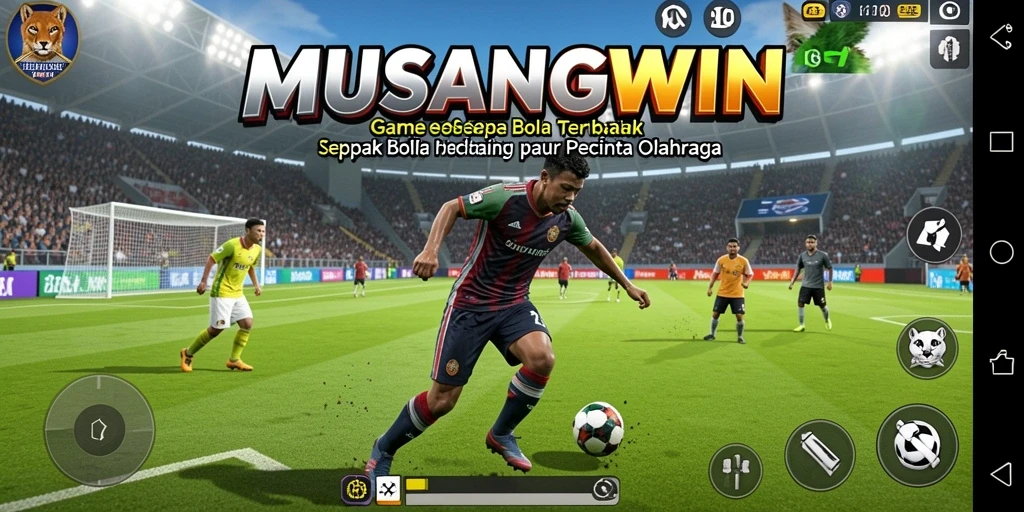 Tampilan gameplay MUSANGWIN yang mendebarkan dalam aksi sepak bola.