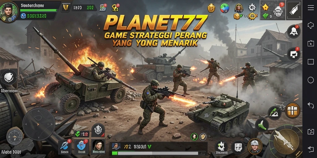 Tampilan gameplay intens dalam peperangan epik di PLANET77.