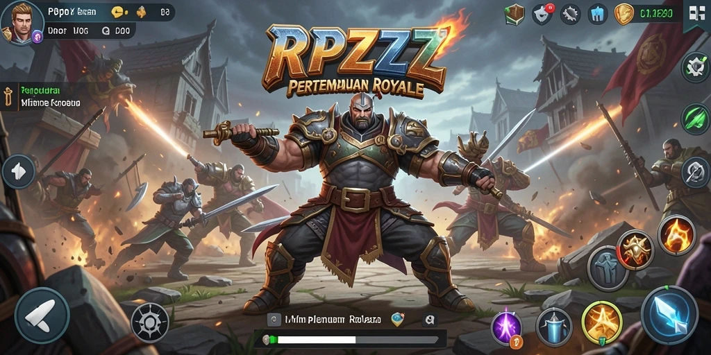 Tangkapan layar dari gameplay intens RPZZZ dalam pertempuran Battle Royale.