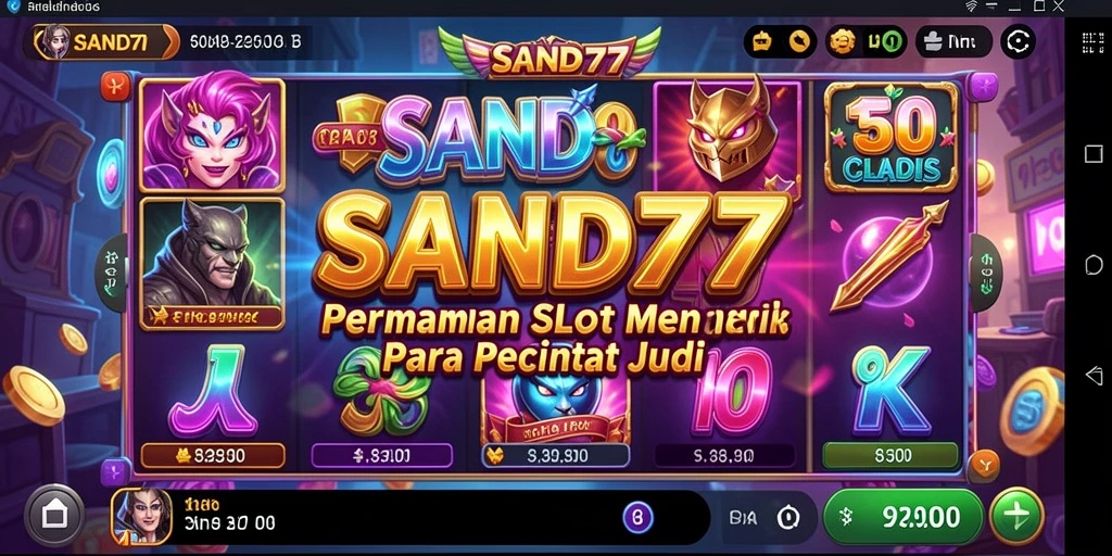 Screenshot gameplay SAND77 menampilkan antarmuka slot yang menarik.