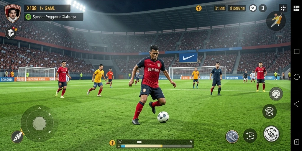 Tampilan gameplay menarik dari <strong>X168</strong>, menunjukkan aksi seru di lapangan sepak bola.